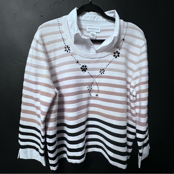 Alfred Dunner Neutral Territory Womens 3/4
Sleeve Striped Layered Sweaters XL - Picture 6 of 12